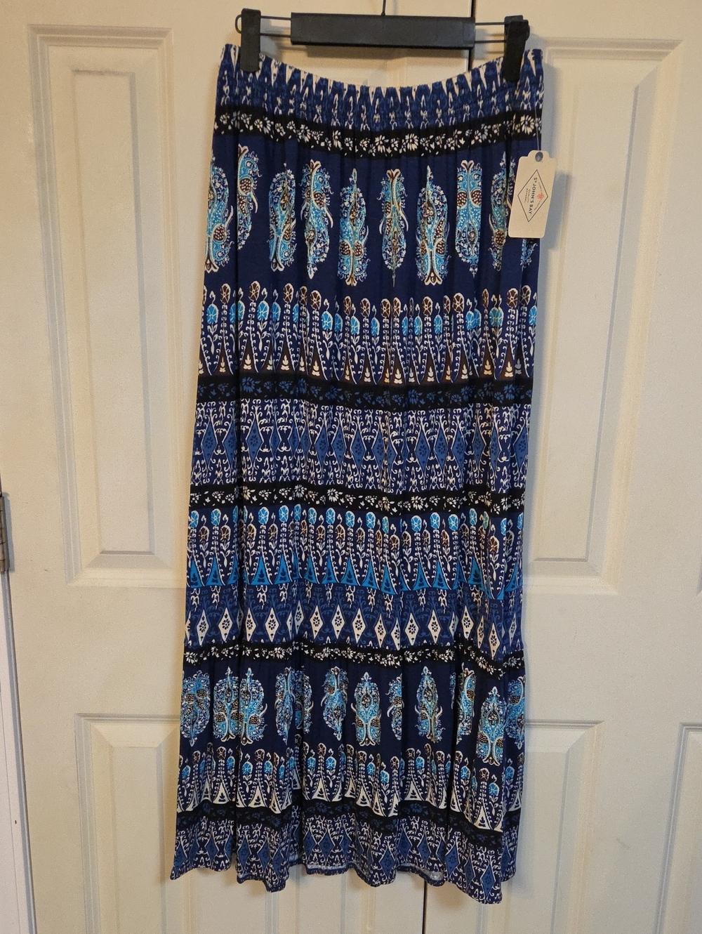 St. John's Bay Navy Blue Patterned Maxi Skirt